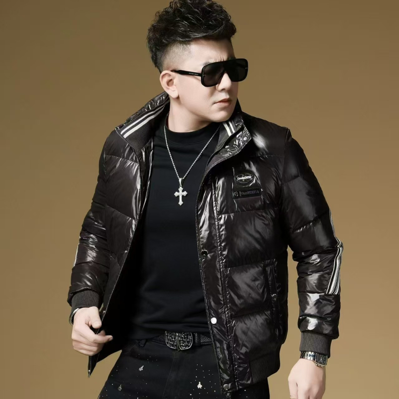 Jachetă de puf pentru bărbați, puf de rață alb 91–95% conținut, rezistent la vânt, -20°C până la -5°C, croială scurtă