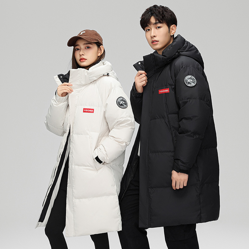 Geacă de iarnă pentru bărbați cu glugă, lungime medie, umplutură din puf de rață alb 50%, putere de umplere 600, căptușeală din poliester