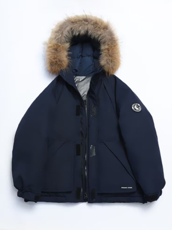 Jachetă de iarnă din puf pentru femei cu glugă și guler din blană, lungime medie, umplutură din puf de rață albă 86–90%, 201–300 g, material poliester, iarnă 2025