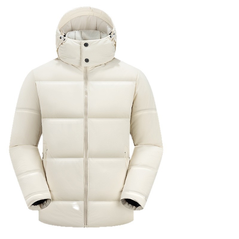 Kapucnis pehelykabát — 86–90% pehelyköltés, külső anyag nylon, bélés poliészter, álló gallér, cipzár