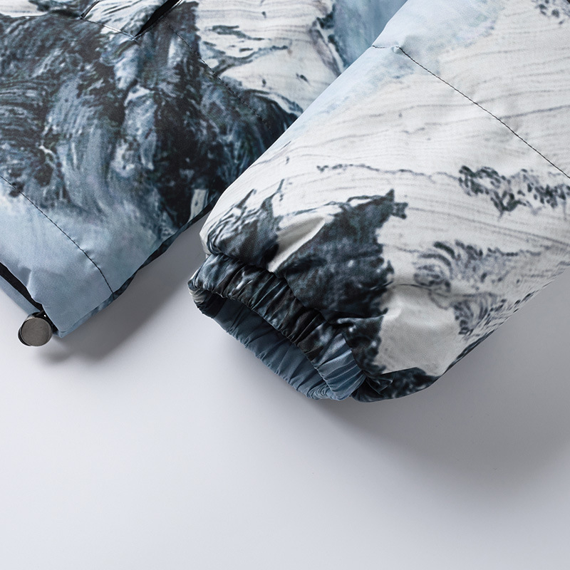 Geacă de iarnă cu pene pentru adulți, umplutură din puf de Gâscă alb, 81–85% puf, țesătură Chenille, țesătura principală: Spandex, guler înalt