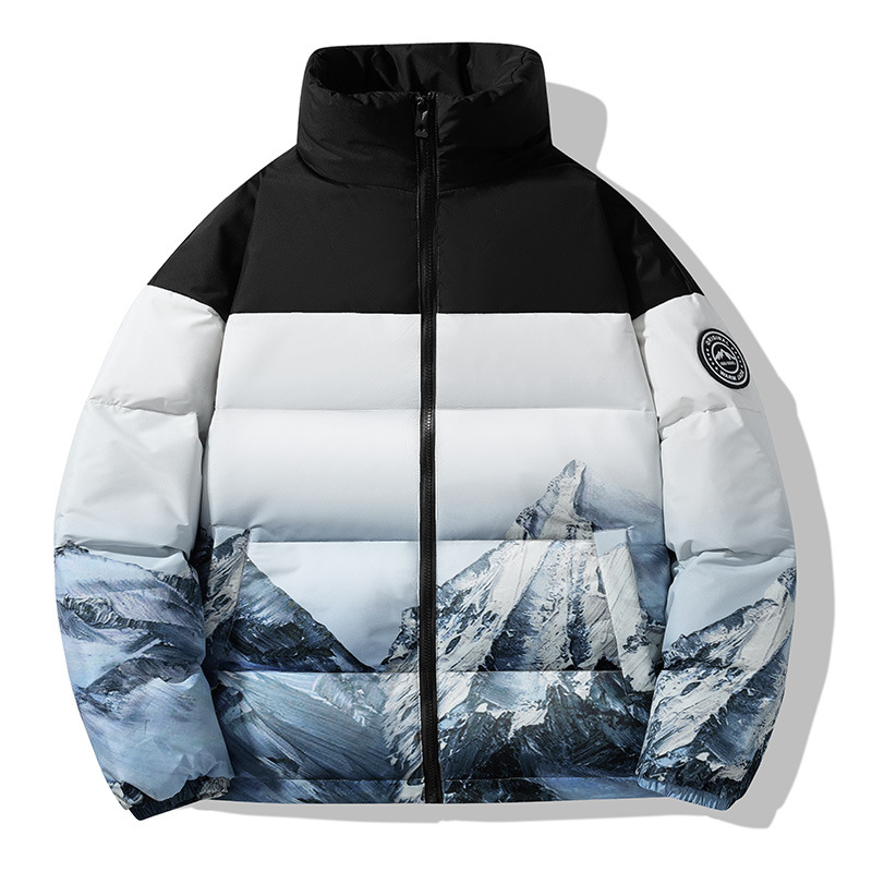 Geacă de iarnă cu pene pentru adulți, umplutură din puf de Gâscă alb, 81–85% puf, țesătură Chenille, țesătura principală: Spandex, guler înalt