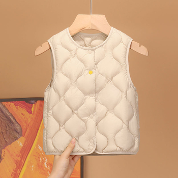 Vestă de copii cu puf, unisex, fără mâneci, lungime scurtă, exterior și căptușeală din nylon, umplutură din puf de rață alb, 86-90%, lansare iarnă 2025