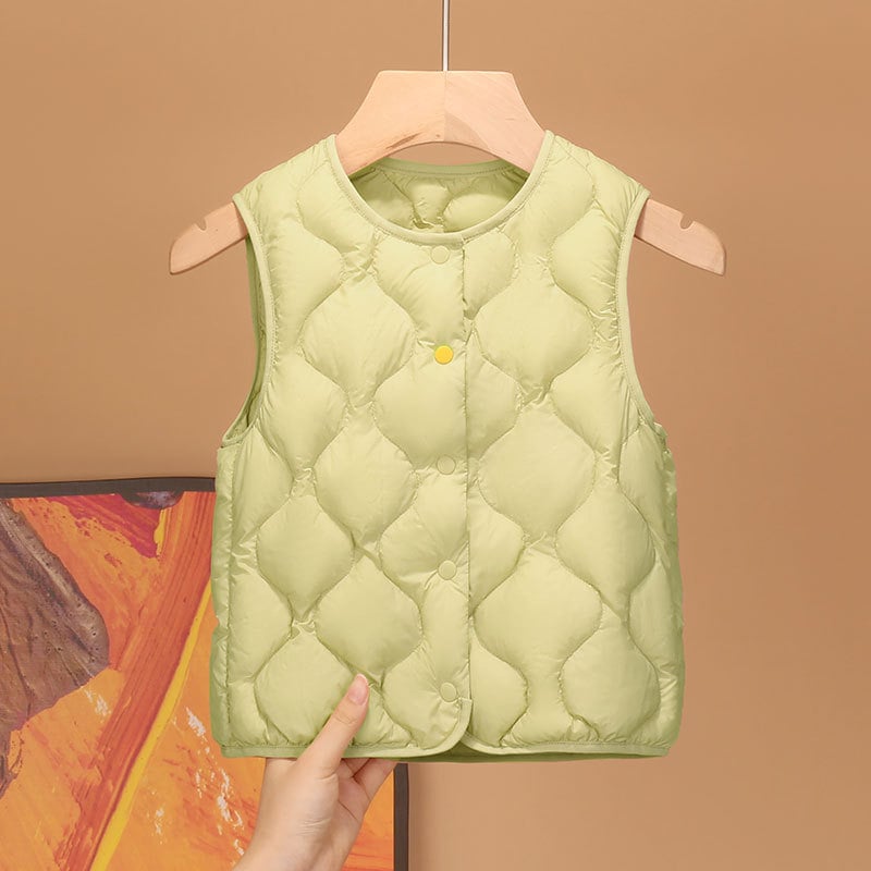 Vestă de copii cu puf, unisex, fără mâneci, lungime scurtă, exterior și căptușeală din nylon, umplutură din puf de rață alb, 86-90%, lansare iarnă 2025