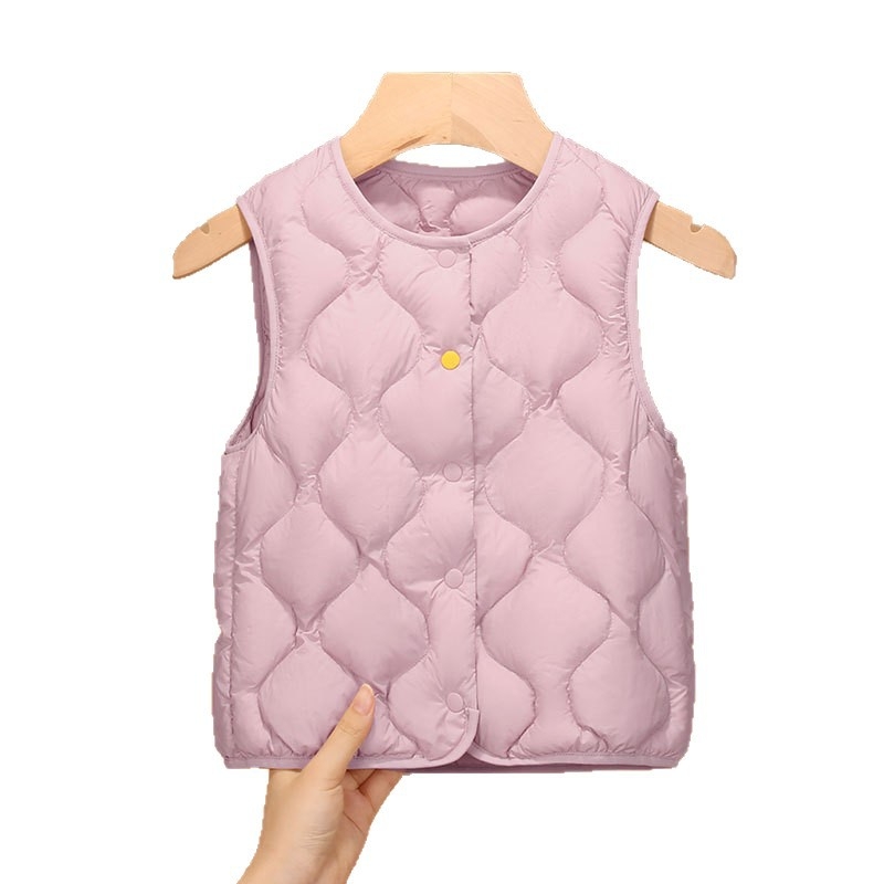 Vestă de copii cu puf, unisex, fără mâneci, lungime scurtă, exterior și căptușeală din nylon, umplutură din puf de rață alb, 86-90%, lansare iarnă 2025