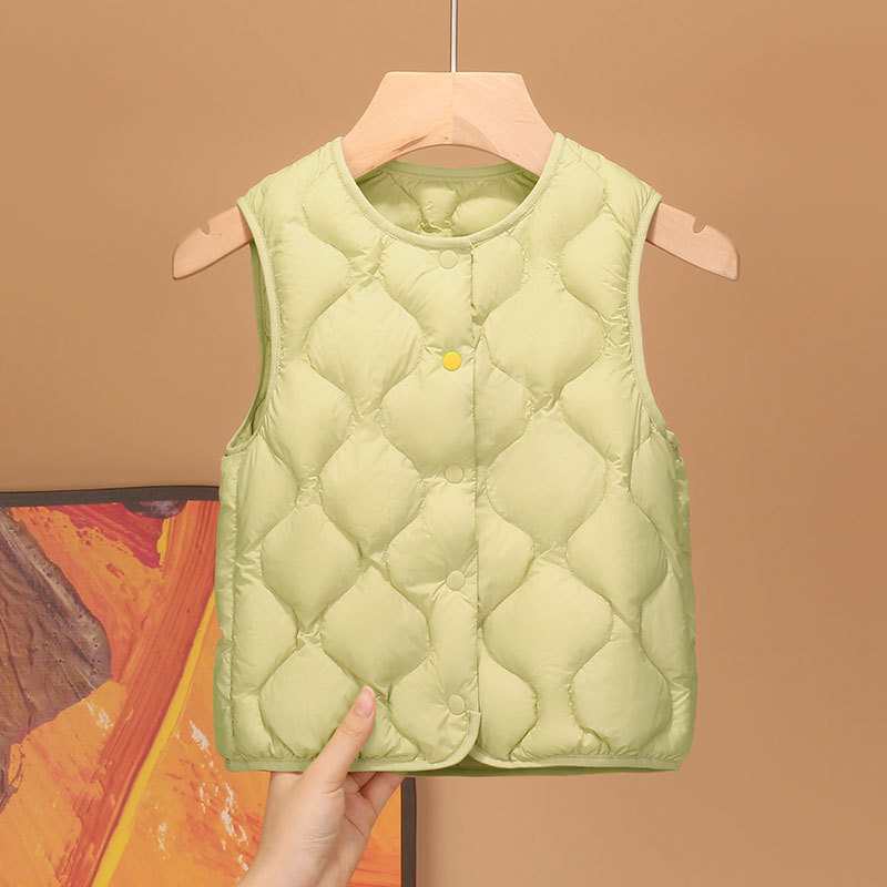 Vestă de copii cu puf, unisex, fără mâneci, lungime scurtă, exterior și căptușeală din nylon, umplutură din puf de rață alb, 86-90%, lansare iarnă 2025