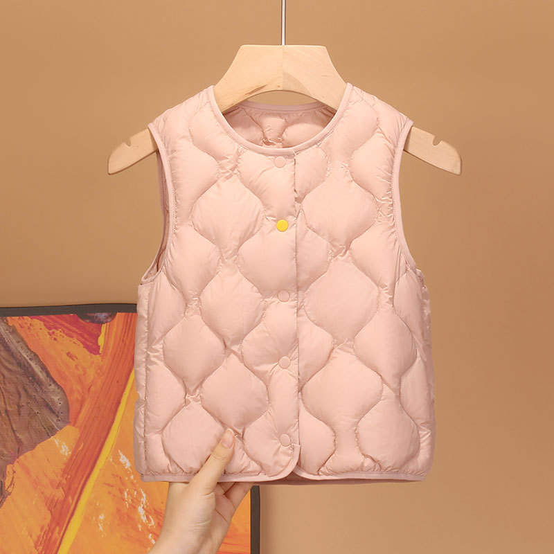 Vestă de copii cu puf, unisex, fără mâneci, lungime scurtă, exterior și căptușeală din nylon, umplutură din puf de rață alb, 86-90%, lansare iarnă 2025