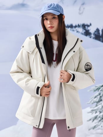 Téli pehelykabát - extrém hideg elleni védelem (-30°C-tól -15°C-ig) - kapucnival - fehér kacsa tolltöltet 86–90% - szélálló