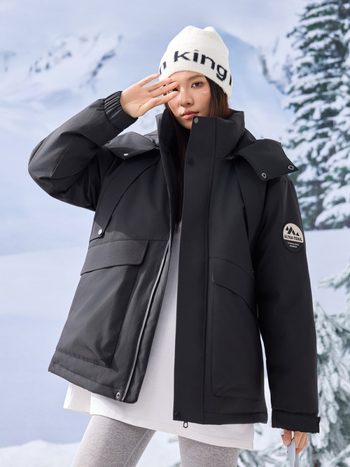 Téli pehelykabát - extrém hideg elleni védelem (-30°C-tól -15°C-ig) - kapucnival - fehér kacsa tolltöltet 86–90% - szélálló