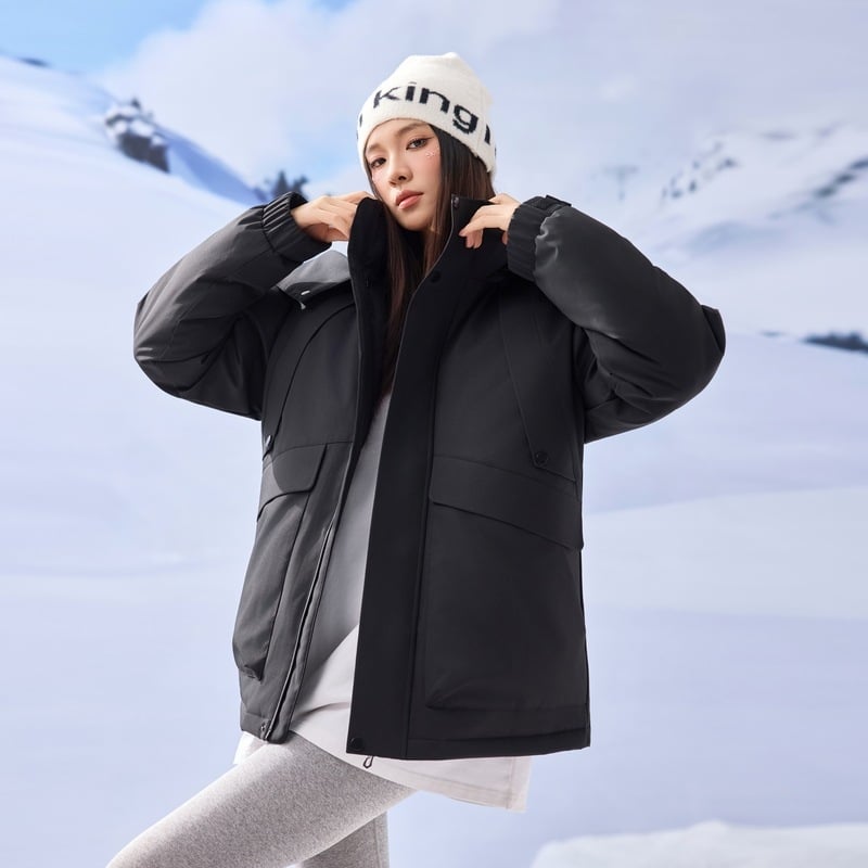 Téli pehelykabát - extrém hideg elleni védelem (-30°C-tól -15°C-ig) - kapucnival - fehér kacsa tolltöltet 86–90% - szélálló