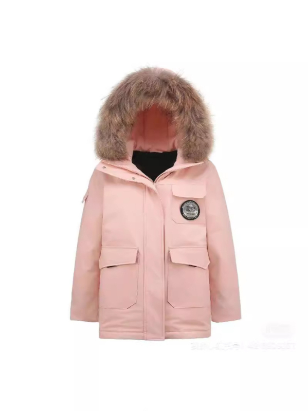 Geacă parka cu glugă din puf de rață; Conținut puf: 86-90% • Material: poliester • Lungime: medie • Închidere: fermoar
