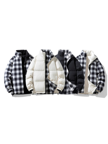 Férfi visszafordítható pehelykabát, amerikai stílus, téli vastag meleg, 86–90% kacsa tolltartalom, közepes hosszúság