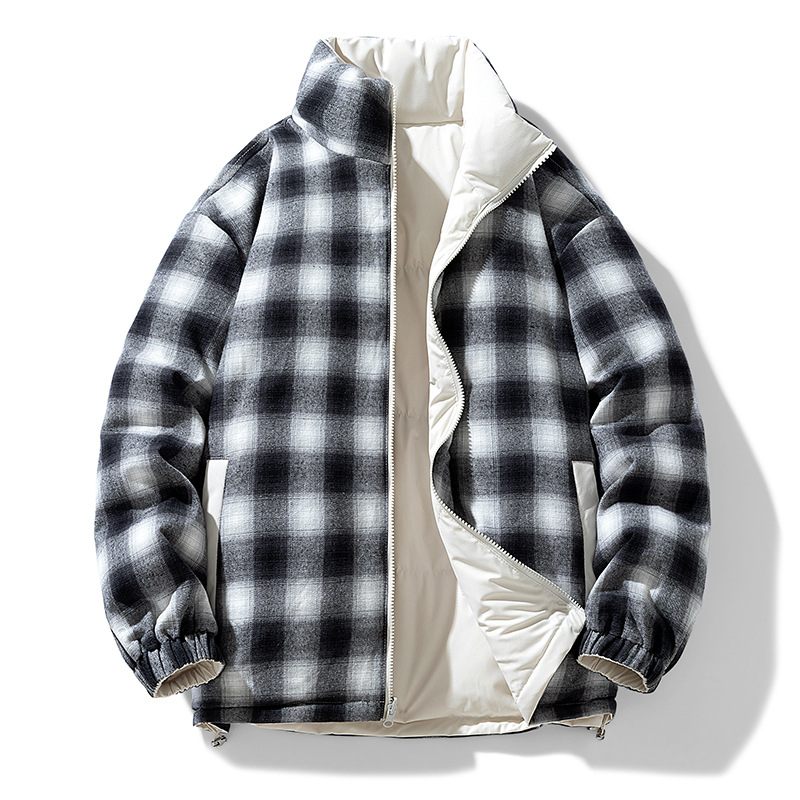 Férfi visszafordítható pehelykabát, amerikai stílus, téli vastag meleg, 86–90% kacsa tolltartalom, közepes hosszúság