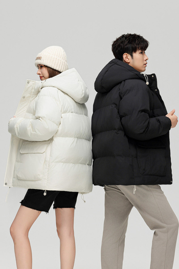 Férfi kapucnis pehelydzseki, hosszú fazon, 81-85% pehelytartalom, őszi 2025