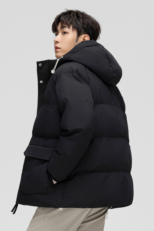 Férfi kapucnis pehelydzseki, hosszú fazon, 81-85% pehelytartalom, őszi 2025