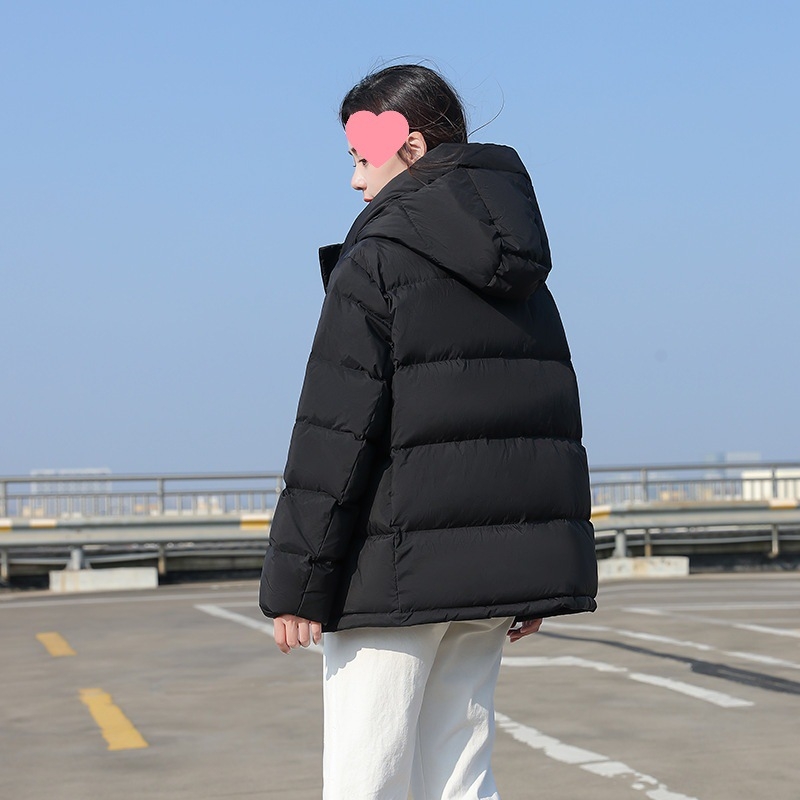 Női vastag töltésű pehelydzseki fehér kacsa tollal, kapucnival, cipzárral, hosszú ujjú