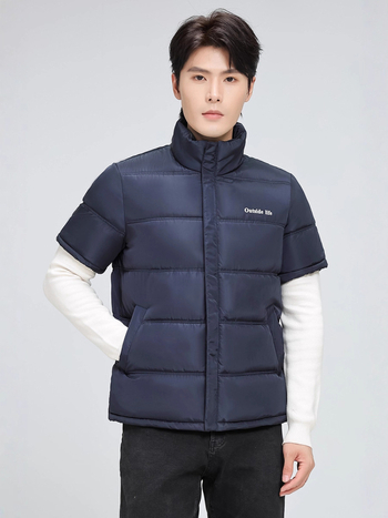 Vesta scurtă din bumbac, căptușită cu poliester, călduroasă și casual, croială lejeră pentru bărbați