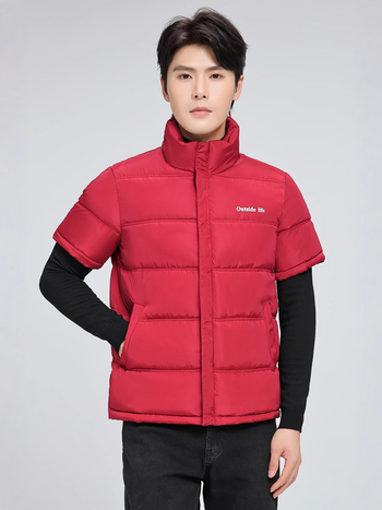 Vesta scurtă din bumbac, căptușită cu poliester, călduroasă și casual, croială lejeră pentru bărbați