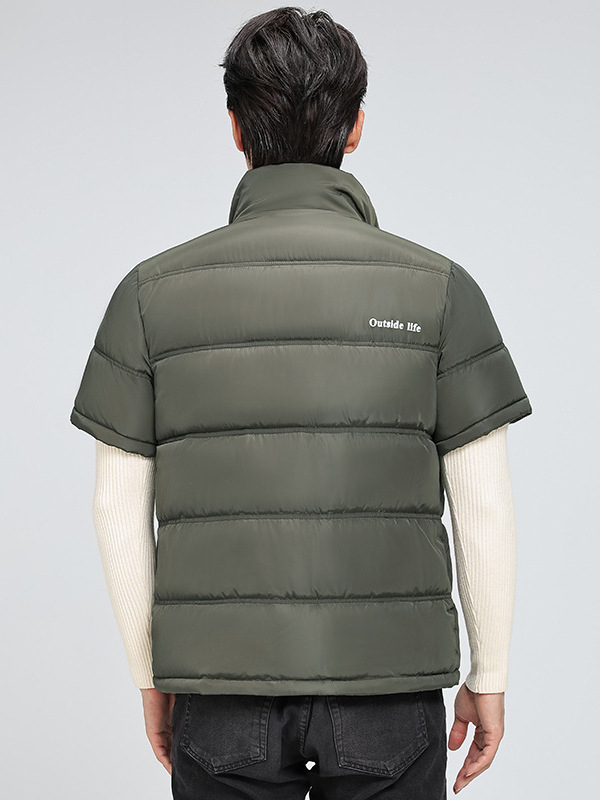 Vesta scurtă din bumbac, căptușită cu poliester, călduroasă și casual, croială lejeră pentru bărbați