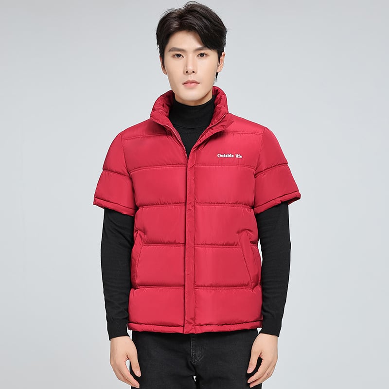 Vesta scurtă din bumbac, căptușită cu poliester, călduroasă și casual, croială lejeră pentru bărbați