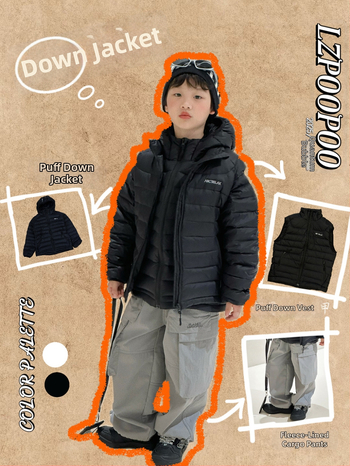 Vesta pentru copii cu puf, fără mâneci, lungime scurtă, croială lejeră; umplutură: puf; conținut puf: 86–90%; material exterior și căptușeală: nylon; fermoar; pentru copii peste 8 ani (peste 140 cm); iarnă 2025