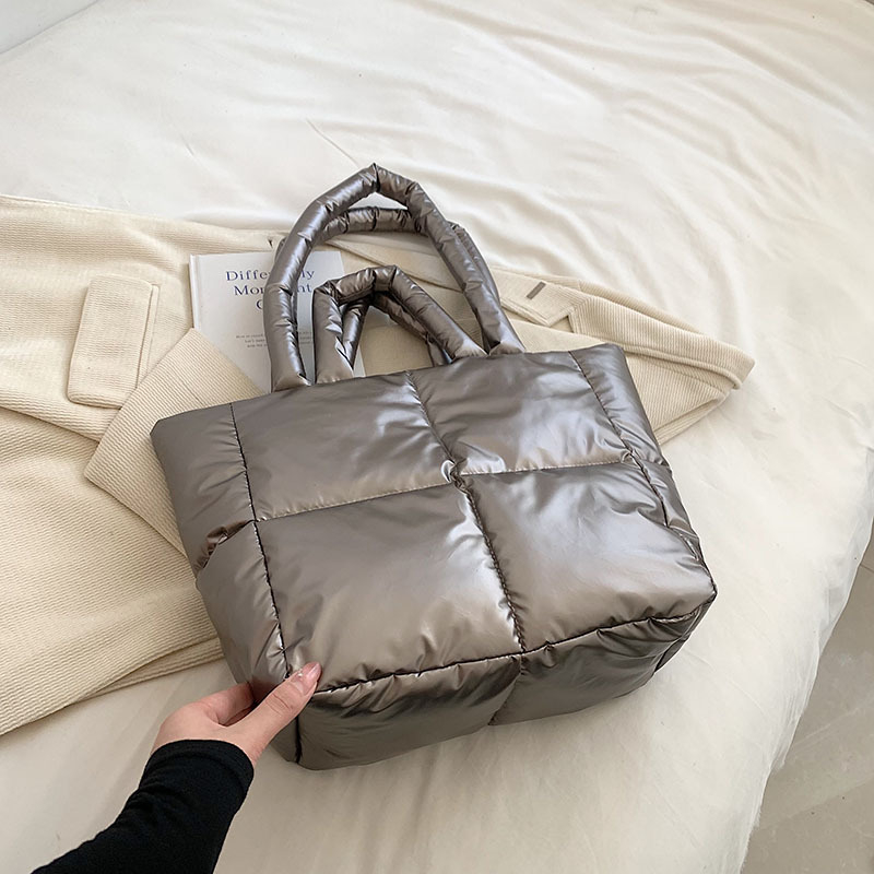 Geantă Tote din PU, stil urban minimalist, formă orizontală pătrată, fermoar, pentru utilizare zilnică