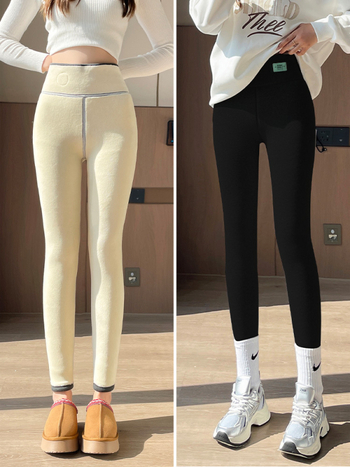 Colanți termici căptușiți cu fleece pentru femei, 800 g ultra-groși, țesătură poliester-elastan, elasticitate înaltă, iarnă 2025