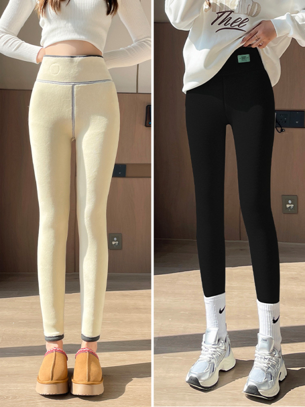 Colanți termici căptușiți cu fleece pentru femei, 800 g ultra-groși, țesătură poliester-elastan, elasticitate înaltă, iarnă 2025