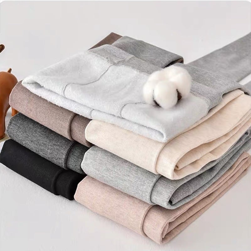 Tamno sive pamučne tajice s fleece oblogom za žene