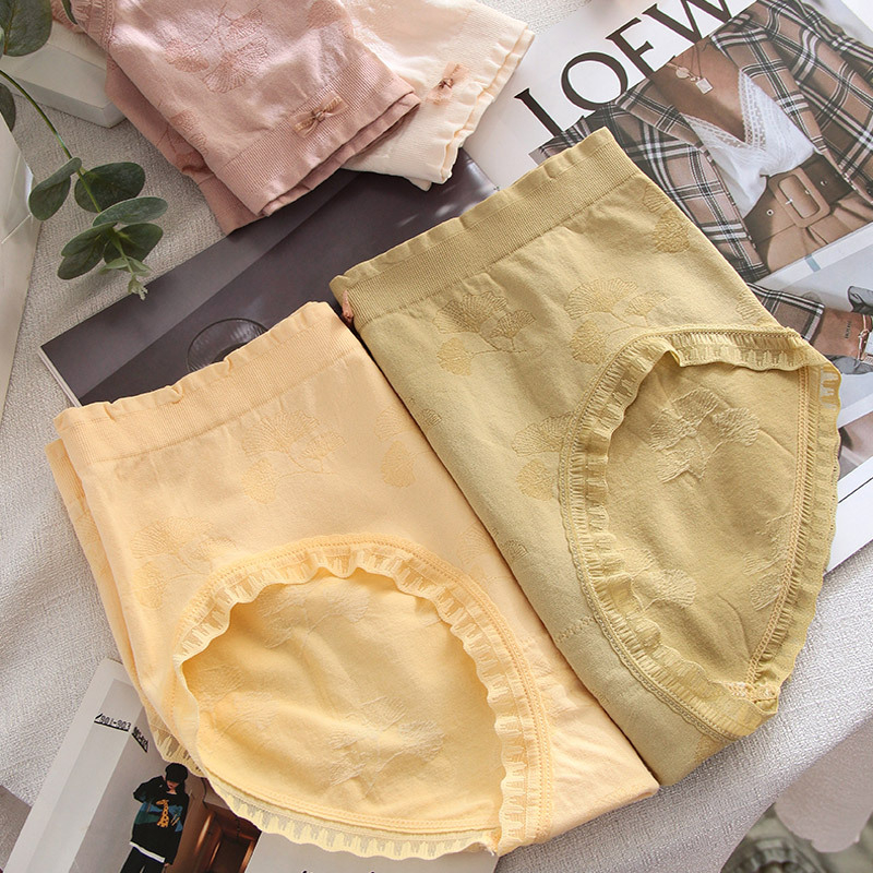 Sieviešu bezšuvju apakšveļa ar vidējo jostu no neilona, elpojoša, ziedu raksts, starpslāņa odai Mulberry zīds