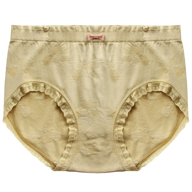 Sieviešu bezšuvju apakšveļa ar vidējo jostu no neilona, elpojoša, ziedu raksts, starpslāņa odai Mulberry zīds