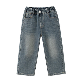 Dječje traperice s fleece podstavom, pamuk denim, visoki pas, ravni kroj, zatvaranje gumbom/zipom