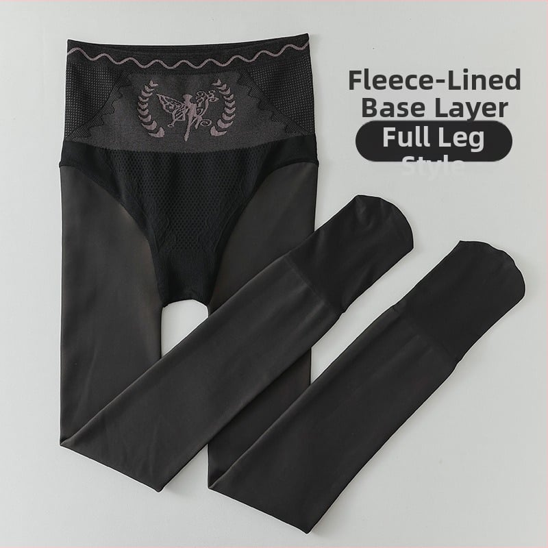 Colanți-ciorapi all-in-one cu controlul taliei și ridicare fesieri, căptuți cu fleece, cald și gros, 70-80% poliester, 30-50% spandex