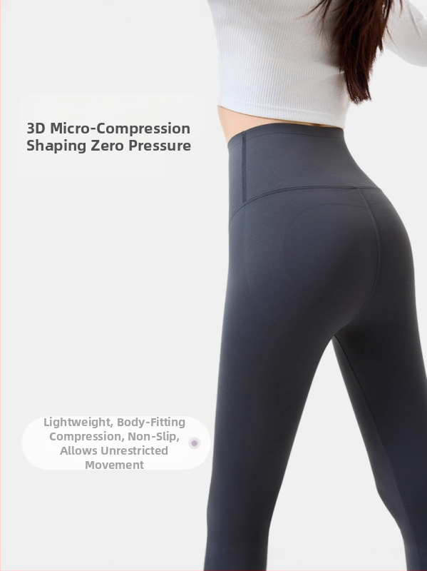 Colanți de fitness Shark Skin, Nylon-Spandex, lungime 9/10, croială strânsă, model 3D