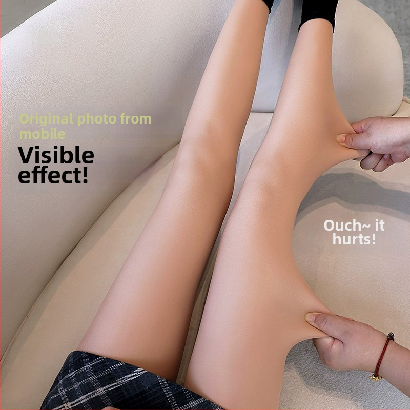 Colanți-șosete din nylon, aspect de picioare goale, căptușiți cu fleece, ridicare a feselor și modelare, anti-fricțiune, cu picioare