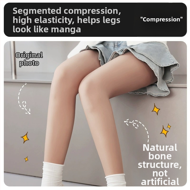 Colanți-șosete din nylon, aspect de picioare goale, căptușiți cu fleece, ridicare a feselor și modelare, anti-fricțiune, cu picioare