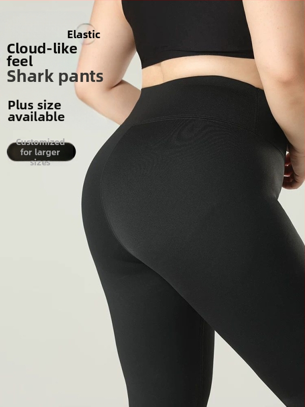 Nohavice za jogu Shark, plus size, fleecová výstelka, hrubé a teplé, vysoká elasticita, tesný strih, zmes polyesteru a spandexu (80-90% polyester, <30% spandex)