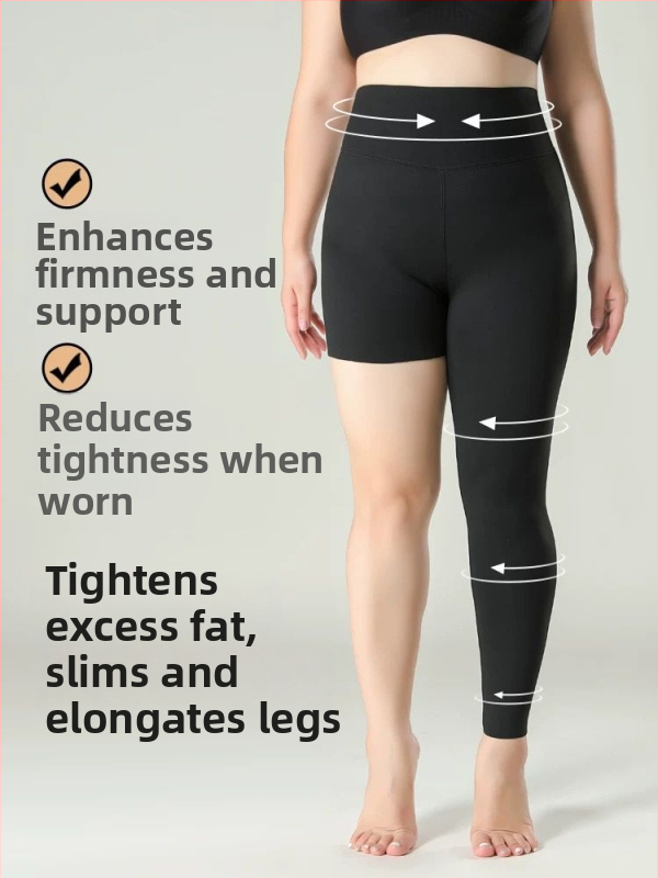 Nohavice za jogu Shark, plus size, fleecová výstelka, hrubé a teplé, vysoká elasticita, tesný strih, zmes polyesteru a spandexu (80-90% polyester, <30% spandex)