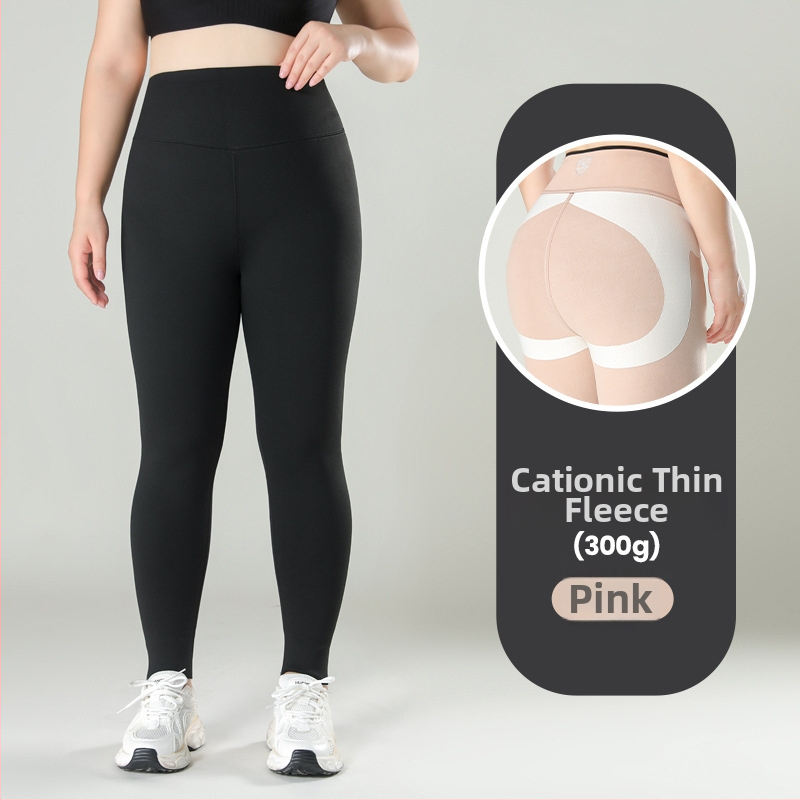 Nohavice za jogu Shark, plus size, fleecová výstelka, hrubé a teplé, vysoká elasticita, tesný strih, zmes polyesteru a spandexu (80-90% polyester, <30% spandex)