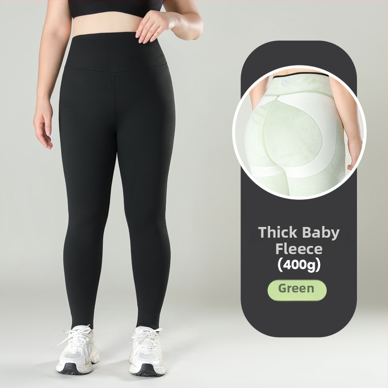 Nohavice za jogu Shark, plus size, fleecová výstelka, hrubé a teplé, vysoká elasticita, tesný strih, zmes polyesteru a spandexu (80-90% polyester, <30% spandex)