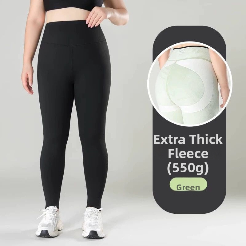 Nohavice za jogu Shark, plus size, fleecová výstelka, hrubé a teplé, vysoká elasticita, tesný strih, zmes polyesteru a spandexu (80-90% polyester, <30% spandex)