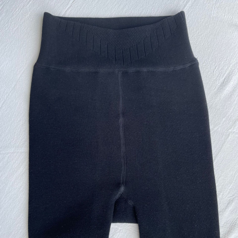 Ženske tople legice od pamuka-alpake, visok pojas, prugasti uzorak, iznutra fleece
