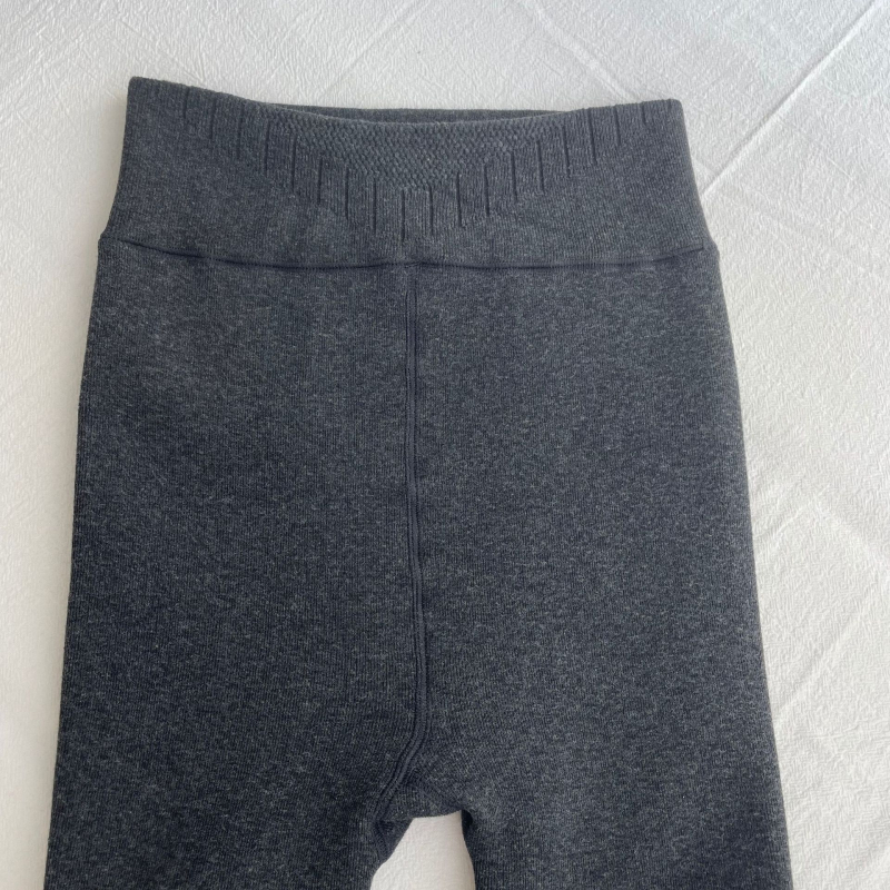 Ženske tople legice od pamuka-alpake, visok pojas, prugasti uzorak, iznutra fleece