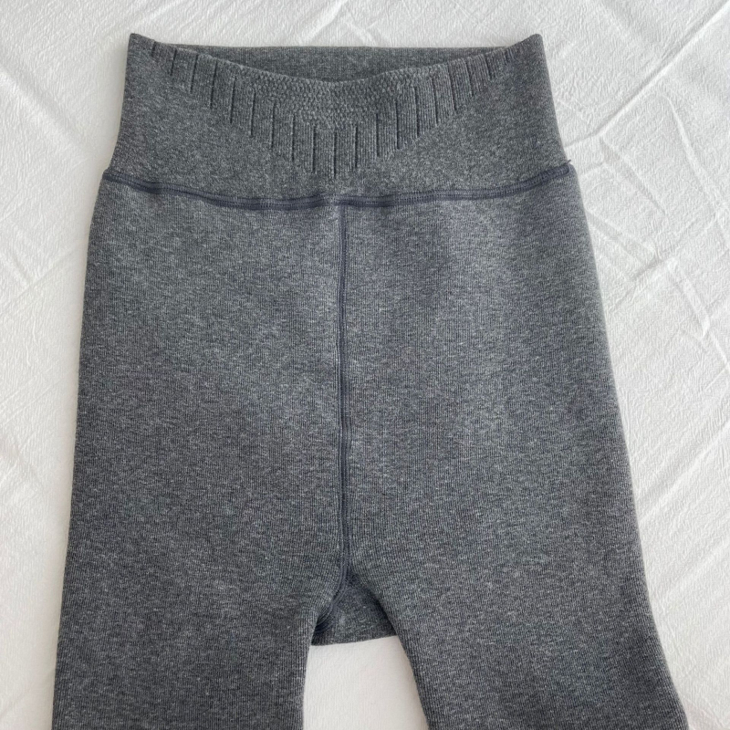 Ženske tople legice od pamuka-alpake, visok pojas, prugasti uzorak, iznutra fleece