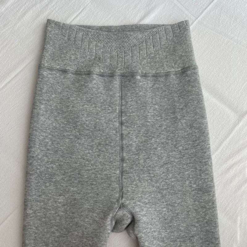 Ženske tople legice od pamuka-alpake, visok pojas, prugasti uzorak, iznutra fleece