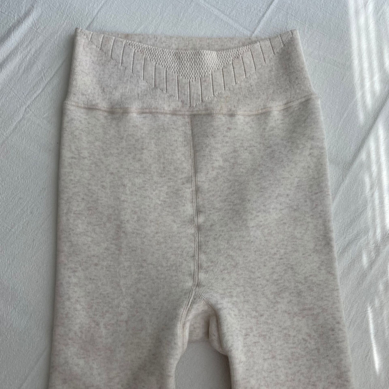 Ženske tople legice od pamuka-alpake, visok pojas, prugasti uzorak, iznutra fleece