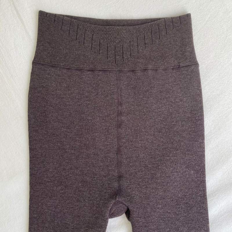 Ženske tople legice od pamuka-alpake, visok pojas, prugasti uzorak, iznutra fleece