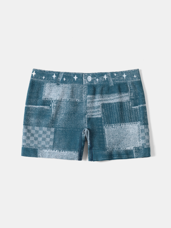Ženske bezšivne hlače s denim teksturom, 3/4 duljine, najlon-spandeks, visoka elastičnost, uski kroj