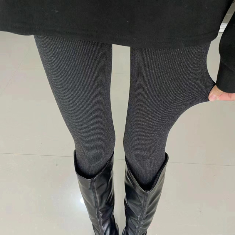 Zimske hlače-leggings s fleeceom, visokim strukom, vertikalne crte, debele i tople