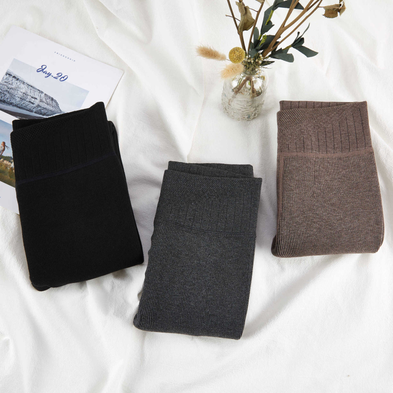 Zimske hlače-leggings s fleeceom, visokim strukom, vertikalne crte, debele i tople